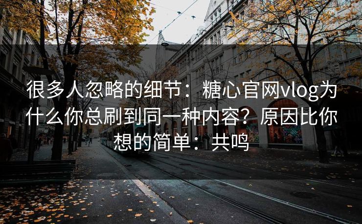 很多人忽略的细节：糖心官网vlog为什么你总刷到同一种内容？原因比你想的简单：共鸣  第1张