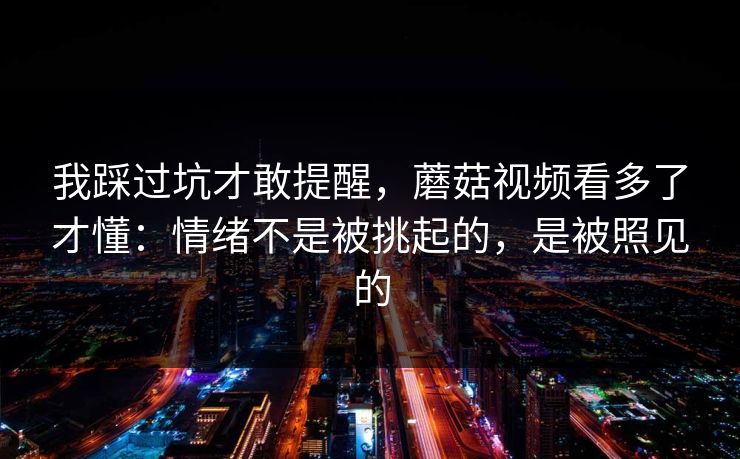 我踩过坑才敢提醒，蘑菇视频看多了才懂：情绪不是被挑起的，是被照见的  第1张