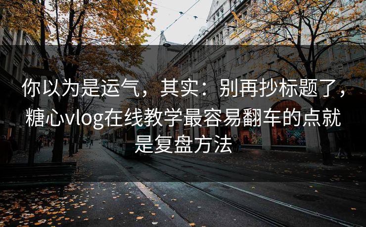 你以为是运气，其实：别再抄标题了，糖心vlog在线教学最容易翻车的点就是复盘方法  第1张