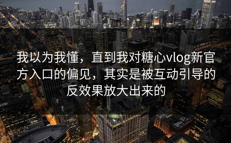 我以为我懂，直到我对糖心vlog新官方入口的偏见，其实是被互动引导的反效果放大出来的  第1张