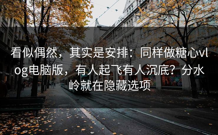 看似偶然，其实是安排：同样做糖心vlog电脑版，有人起飞有人沉底？分水岭就在隐藏选项